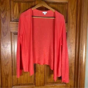 J. Jill Pink Linen Blend Lightweight Open-Front Cardigan Sweater